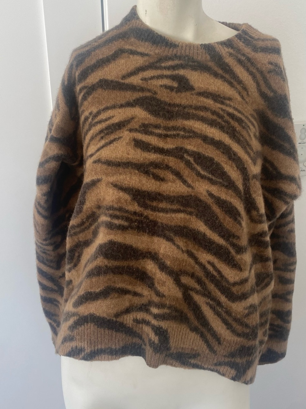 Zadig & Voltaire Fuzzy Brown Crew-Neck Sweater